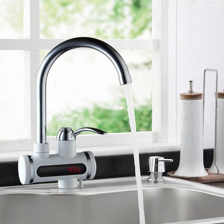 Ταχυθερμαντήρας Βρύσης Inox με Οθόνη LED για Άμεση Θέρμανση Νερού 